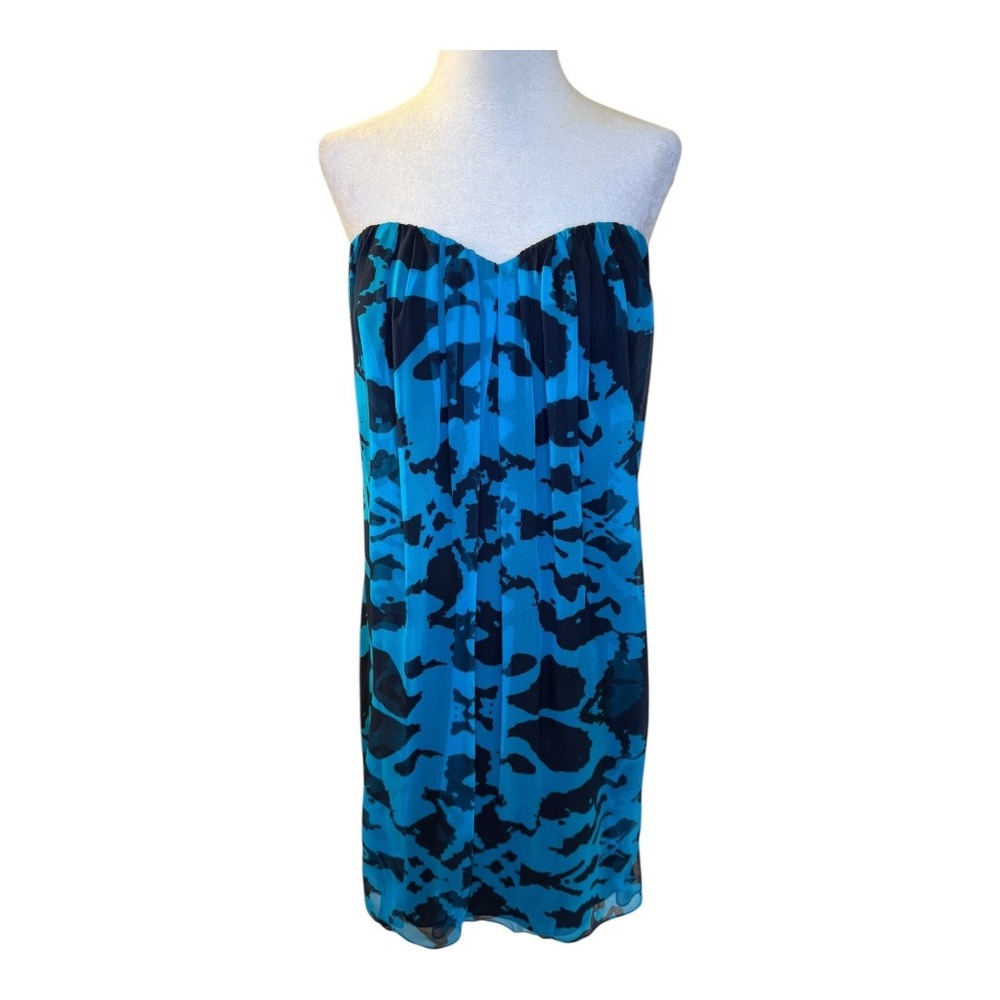 Jay Godfrey Strapless Dress‎ Party Cocktail Sheath Blue Black Size 8